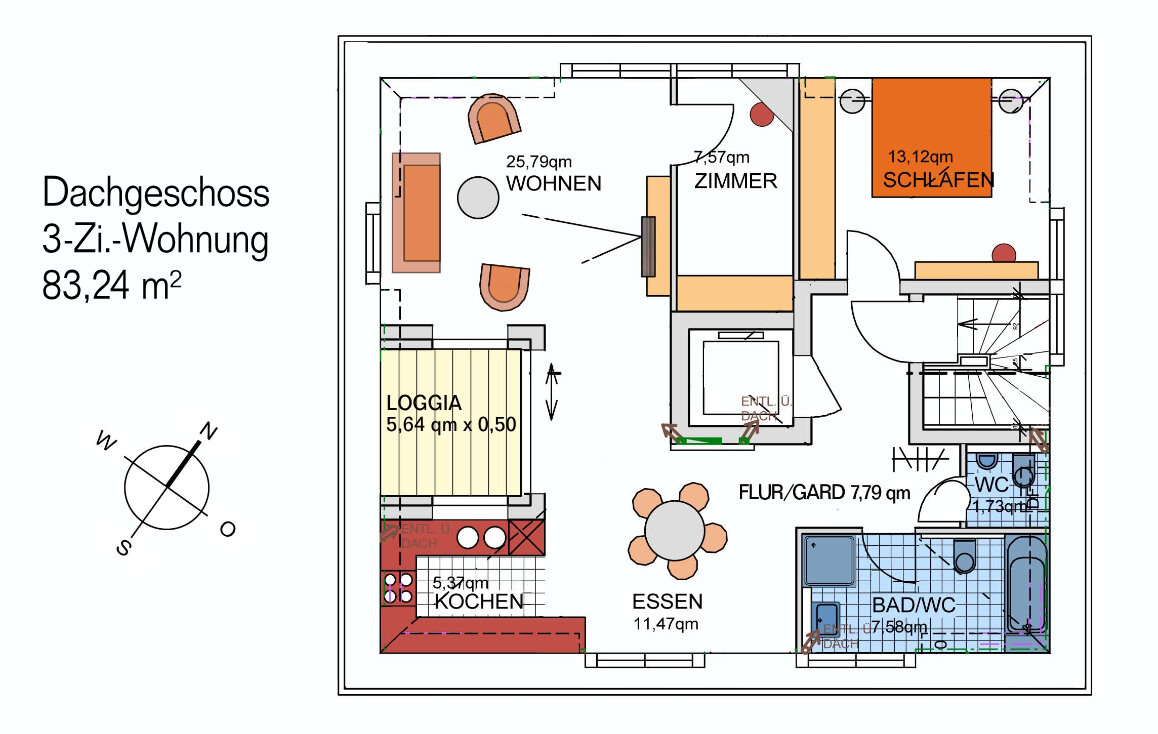 Wohnung zur Miete 1.350 € 3 Zimmer 83 m²<br/>Wohnfläche 3.<br/>Geschoss 01.03.2025<br/>Verfügbarkeit Gaisburg Stuttgart 70188