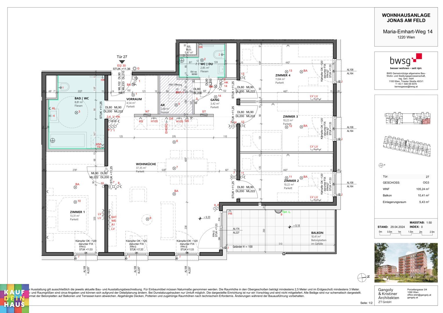 Wohnung zum Kauf 503.769 € 5 Zimmer 105,2 m²<br/>Wohnfläche 01.05.2025<br/>Verfügbarkeit Maria-Emhart-Weg 14 Wien 1220