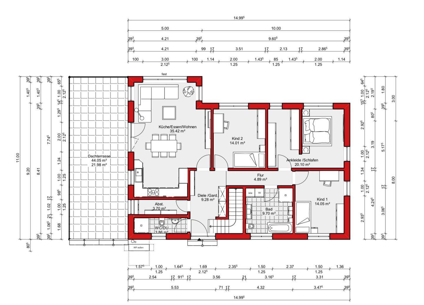 Immobilie in Veitshöchheim - Fertig projektiertes 200 m² Haus mit Einliegerwohnung inkl. 700 m² Grundstück & Doppelgarage - Bild 4