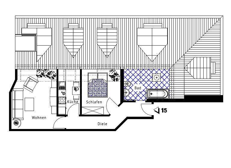 Wohnung zum Kauf 123.000 € 2 Zimmer 42,5 m²<br/>Wohnfläche Dachgeschoss, 4.<br/>Geschoss Connewitz Leipzig 04277