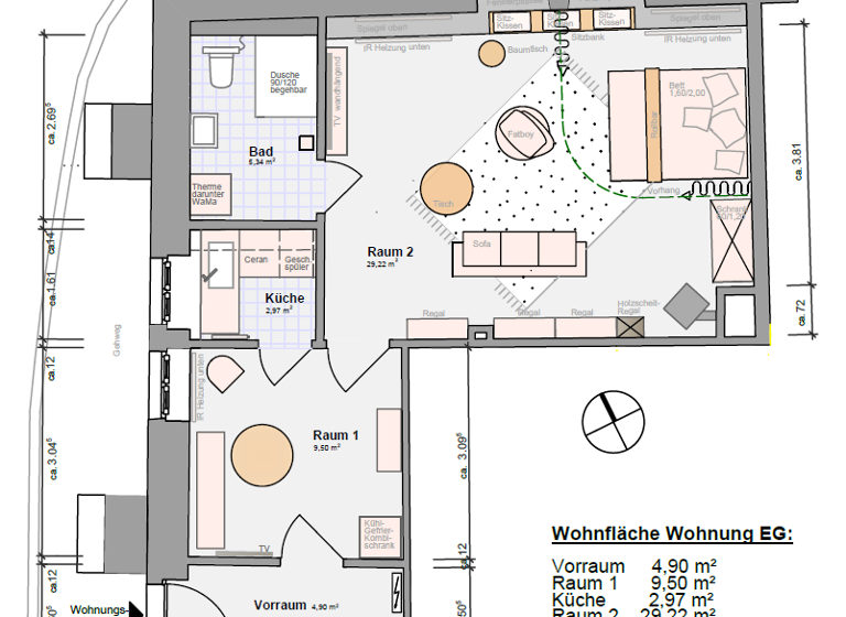 Studio zur Miete 1.299 € 2 Zimmer 51 m²<br/>Wohnfläche EG<br/>Geschoss Schlatt Bad Krozingen 79189