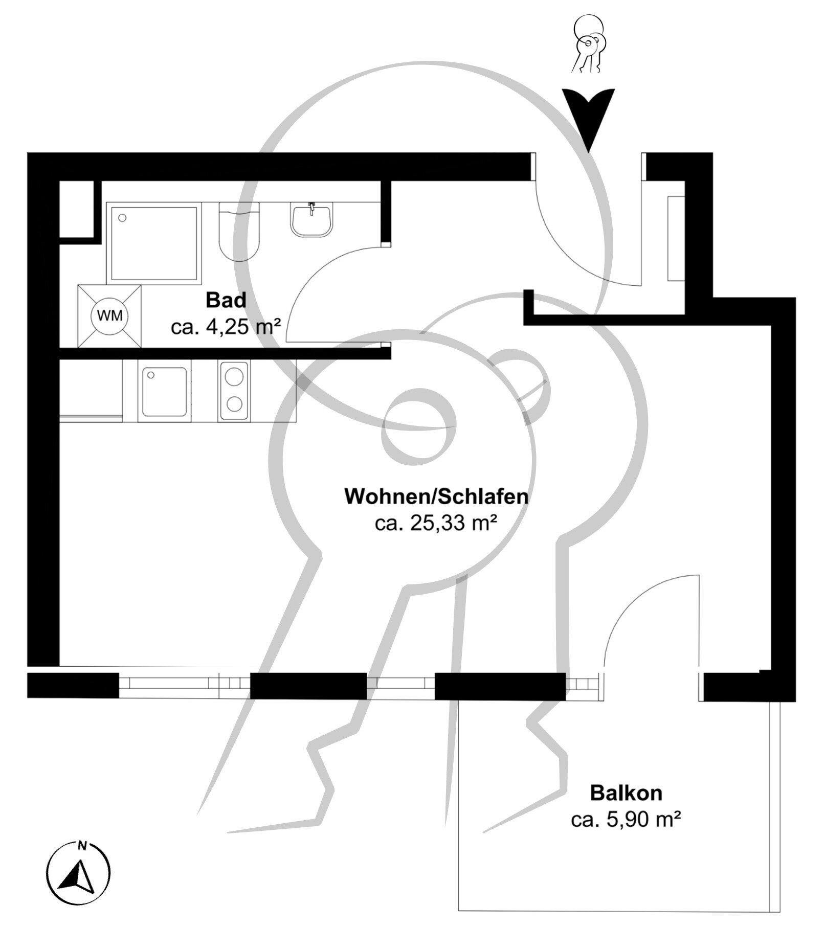 Wohnung zum Kauf provisionsfrei 335.000 € 1 Zimmer 32,5 m²<br/>Wohnfläche 2.<br/>Geschoss Steenwisch 30 Stellingen Hamburg 22527