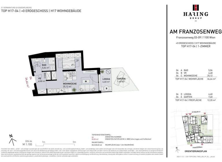 Studio zum Kauf - Erstbezug 260.500 € 1 Zimmer 34,6 m² EG Franzosenweg 3-5 Wien 1100