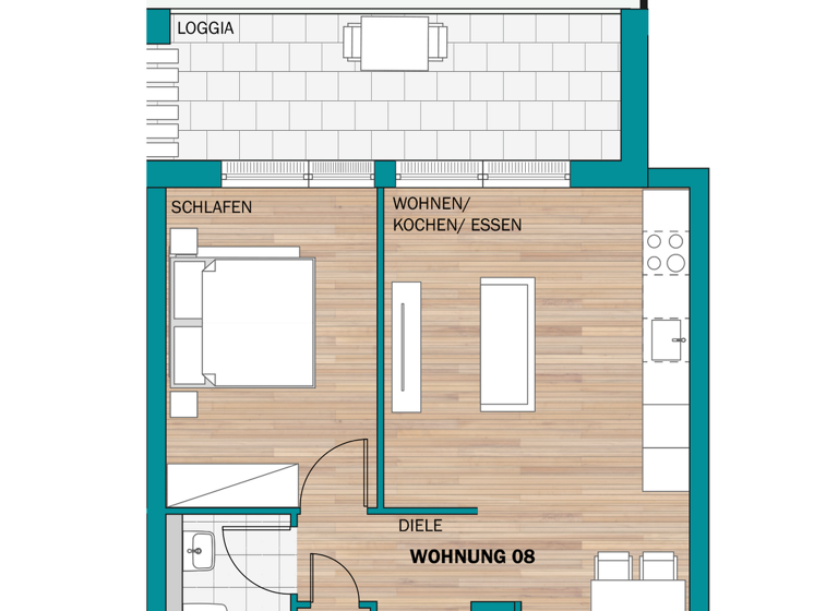 Wohnung zum Kauf provisionsfrei 318.600 € 2 Zimmer 56,9 m² EG frei ab 31.12.2027 Rüsselsheimer Straße 39-41 Waldhof Mannheim 68305