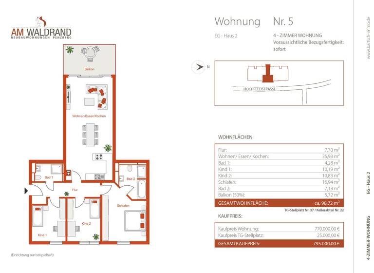 Wohnung zum Kauf - Erstbezug provisionsfrei 770.000 € 4 Zimmer 98,7 m² EG Heinz Penzberg 82377