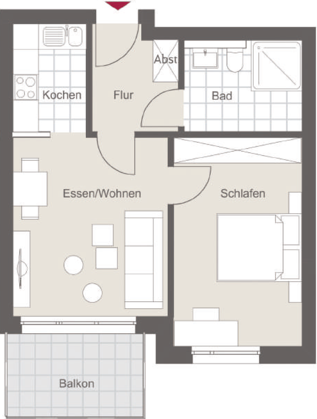 Wohnung zur Miete 490 € 2 Zimmer 49 m²<br/>Wohnfläche 2.<br/>Geschoss ab sofort<br/>Verfügbarkeit Detmold - Kernstadt Detmold 32756