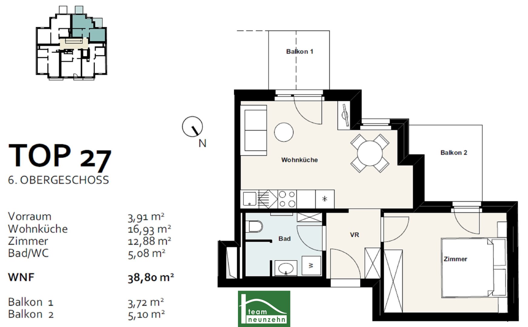 Wohnung zum Kauf 301.000 € 2 Zimmer 38,3 m²<br/>Wohnfläche 6.<br/>Geschoss Inzersdorfer Straße 121 Wien 1100