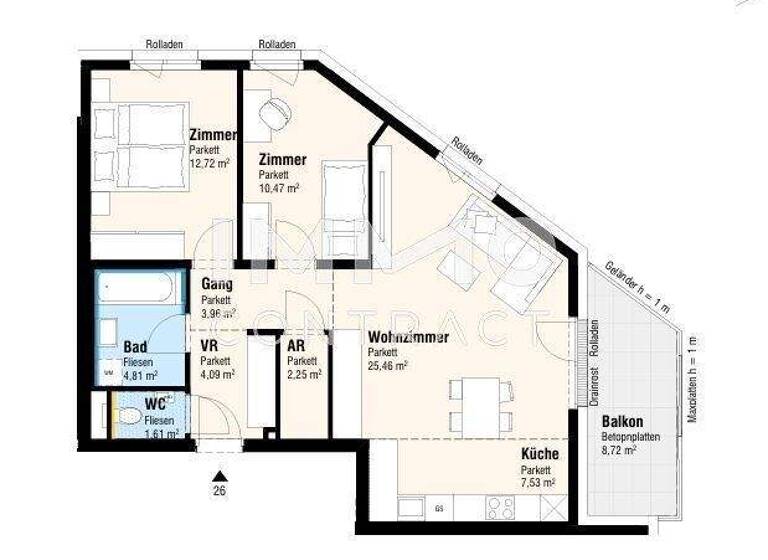 Wohnung zum Kauf - Erstbezug provisionsfrei 368.000 € 3 Zimmer 72,9 m² Lanzendorf 2326