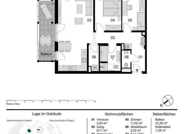 Wohnung zum Kauf - Erstbezug provisionsfrei 844.000 € 3 Zimmer 81,3 m² 5. Geschoss Obere Donaustraße Wien 1020