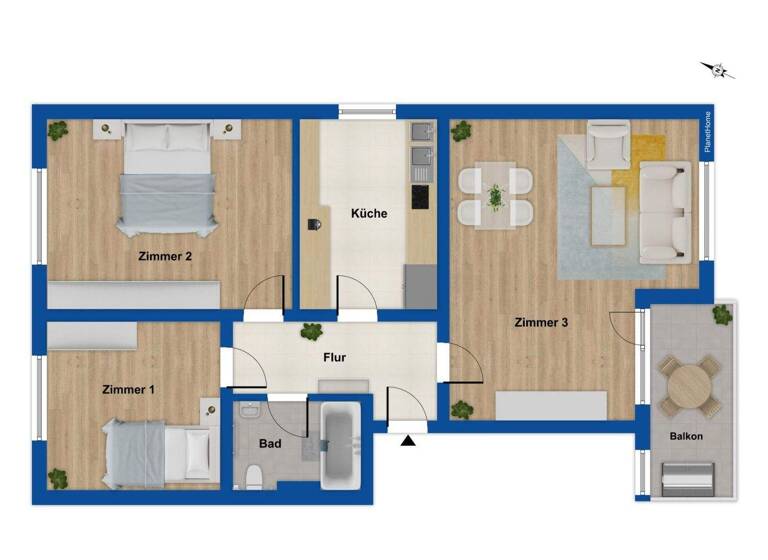 Wohnung zum Kauf 220.000 € 3 Zimmer 69,6 m² 2. Geschoss Werder (Havel) Werder 14542