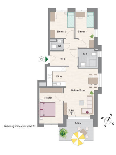 Wohnung zur Miete - Erstbezug 1.460 € 4 Zimmer 87,2 m² Oskar-Schlemmer-Strasse 10 Asperg 71679