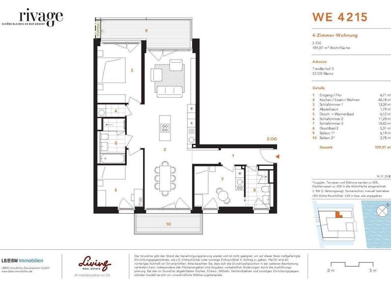 Wohnung zum Kauf - Erstbezug 899.900 € 4 Zimmer 109,1 m² 2. Geschoss An den Grachten 3 Neustadt Mainz 55120