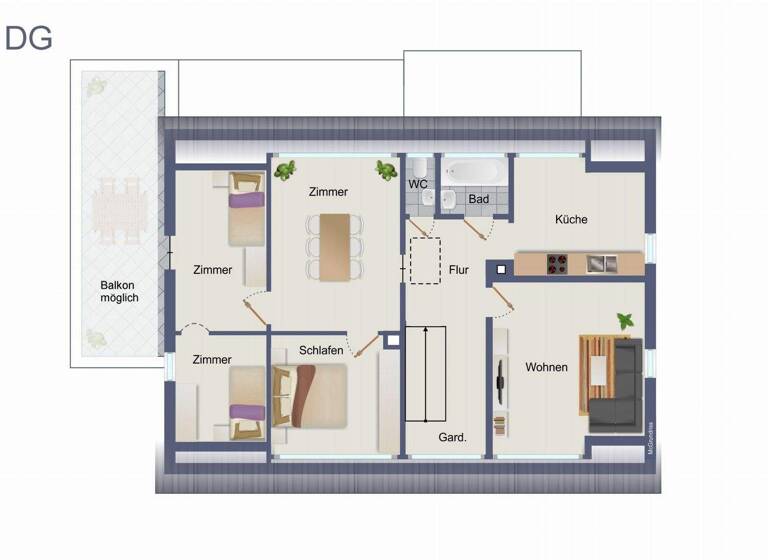 Wohnung zum Kauf 198.500 € 4,5 Zimmer 72 m² 2. Geschoss Wernau 73249