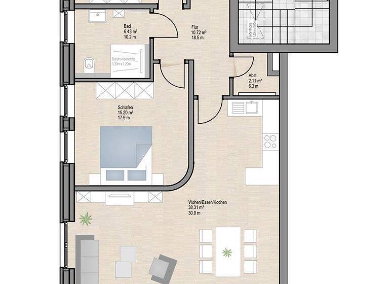 Wohnung zur Miete - Erstbezug 1.130 € 3 Zimmer 87,2 m² 1. Geschoss frei ab sofort Determeyerstraße 153 Spexard Gütersloh 33334