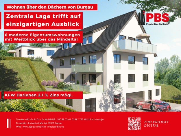 Wohnung zum Kauf - Erstbezug provisionsfrei 314.500 € 3 Zimmer 63 m² Geschoss 1/2 frei ab 01.09.2027 Burgau Burgau 89331