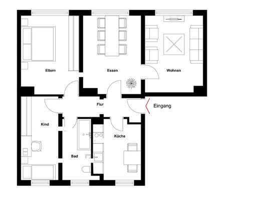 Wohnung zur Miete 700 € 4 Zimmer 79 m² 2. Geschoss Straße der Jugend 2 Altenpleen 18445
