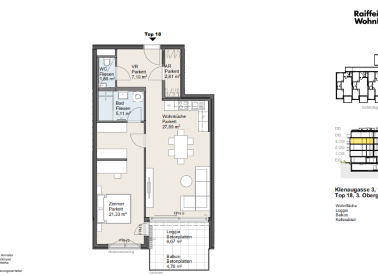 Wohnung zum Kauf provisionsfrei 462.500 € 2 Zimmer 66,2 m² 3. Geschoss Wien 1220