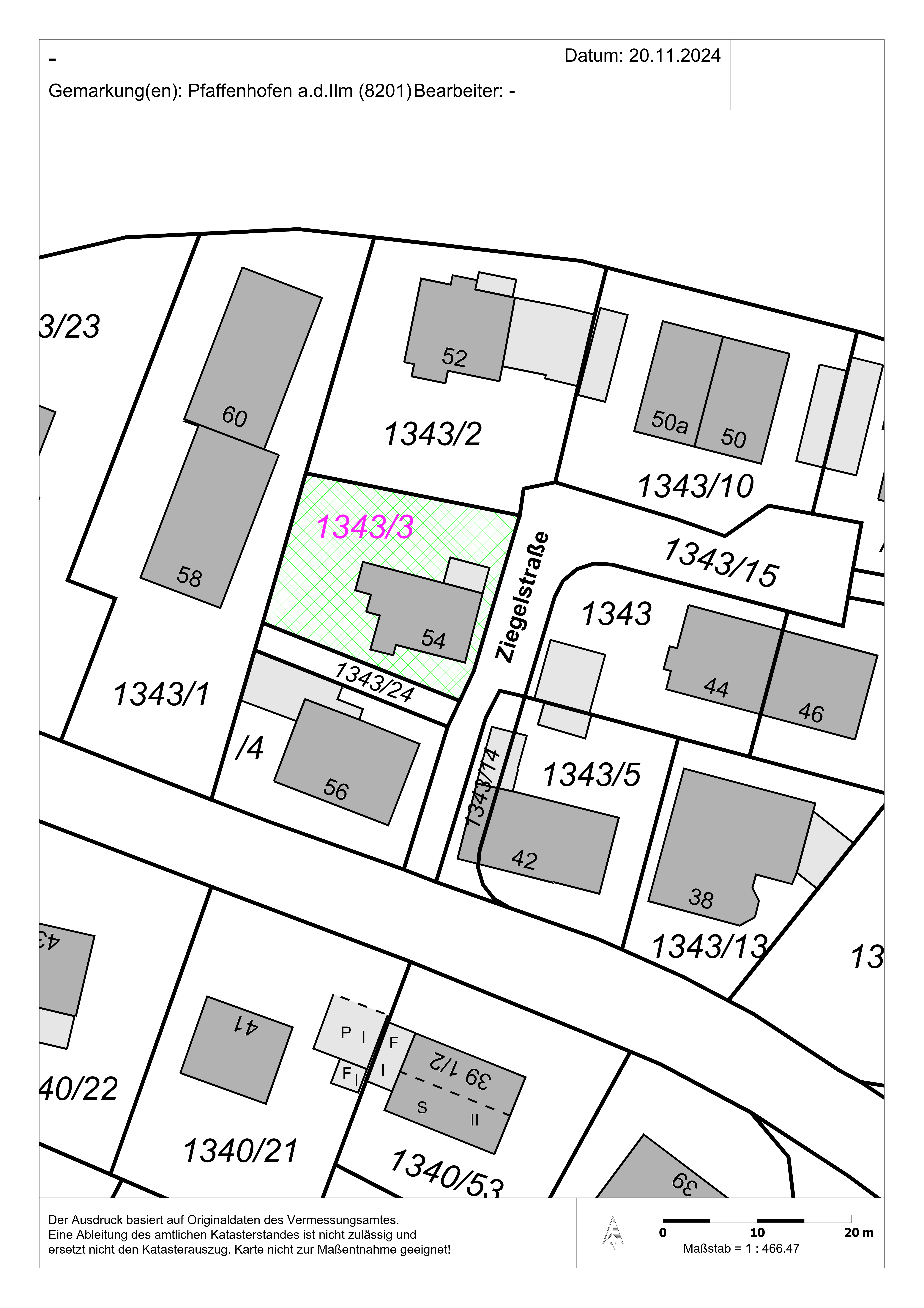 Grundstück zur Versteigerung provisionsfrei 8.000 € 425 m²<br/>Grundstück Ziegelstraße 54 Pfaffenhofen a d Ilm Pfaffenhofen an der Ilm 85276