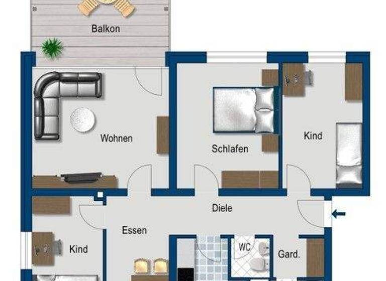 Wohnung zur Miete 989 € 3 Zimmer 86 m² frei ab 05.07.2026 Montanusstr. 26 Leichlingen 42799