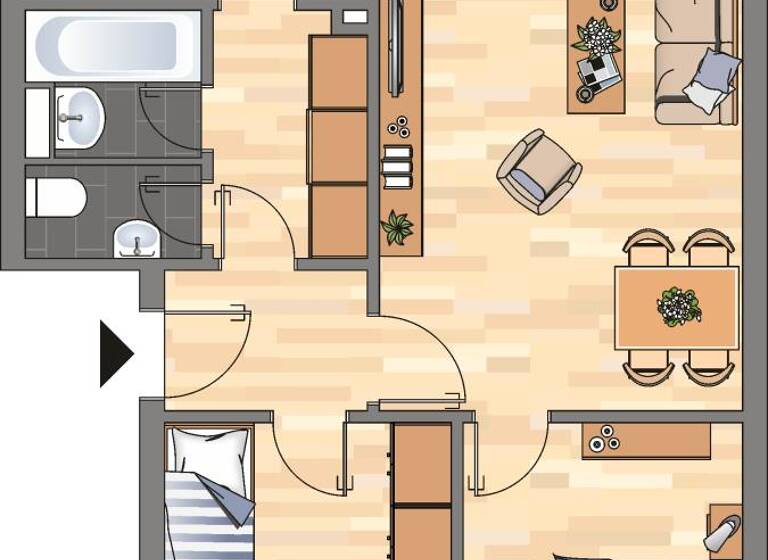 Wohnung zur Miete 480 € 3 Zimmer 63,5 m² EG Hermann-Löns-Straße 39 Vorsfelde Wolfsburg 38448