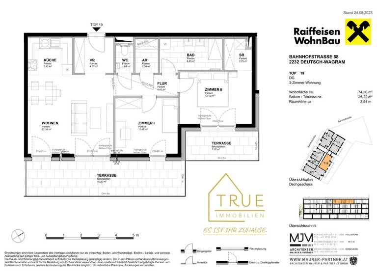 Wohnung zum Kauf - Erstbezug provisionsfrei 428.700 € 3 Zimmer 74,2 m² 3. Geschoss Deutsch-Wagram 2232