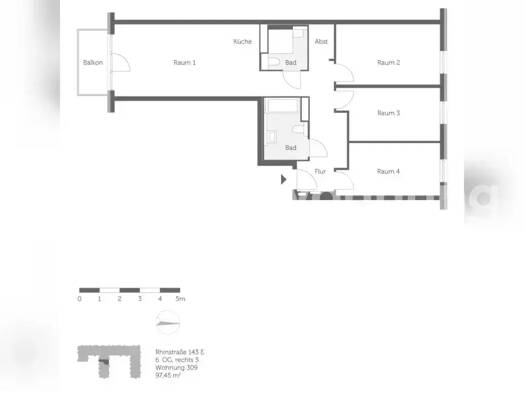 Wohnung zur Miete Tauschwohnung 1.263 € 4 Zimmer 97 m² 6. Geschoss Friedrichsfelde Berlin 10315