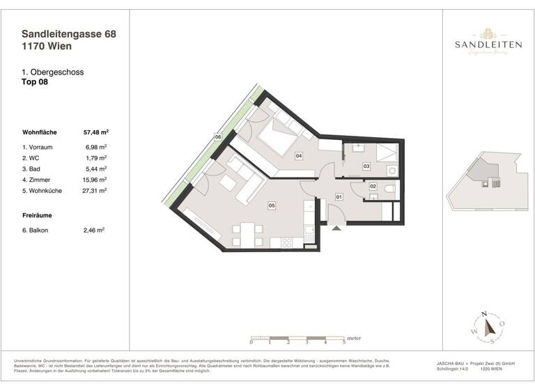 Wohnung zum Kauf - Erstbezug 449.000 € 2 Zimmer 57,5 m² 1. Geschoss Wien,Hernals 1170