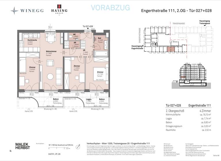 Wohnung zum Kauf - Erstbezug 480.700 € 4 Zimmer 79,7 m² 2. Geschoss Traisengasse 20-22 Wien 1200