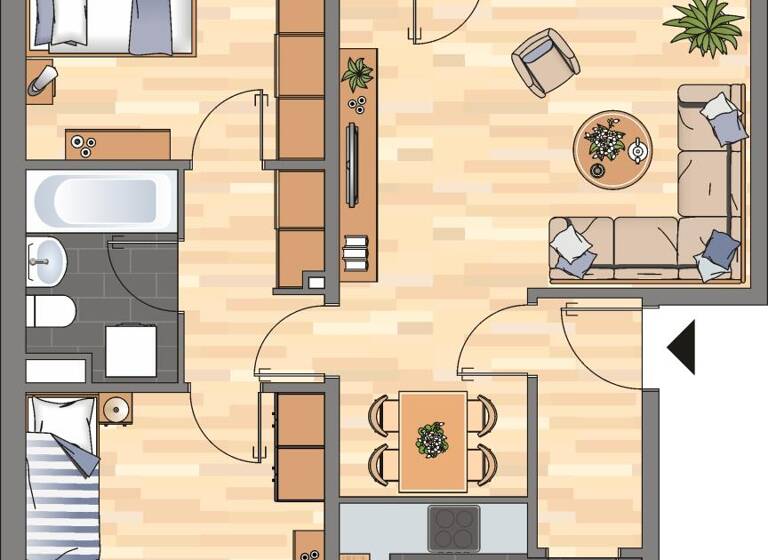 Wohnung zur Miete 613 € 3 Zimmer 70,5 m² 3. Geschoss Über dem Wechsel 12 Vorsfelde Wolfsburg 38448