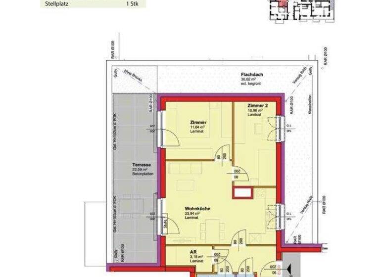 Wohnung zur Miete - Erstbezug 746 € 3 Zimmer 65,1 m² Palterndorf 2182