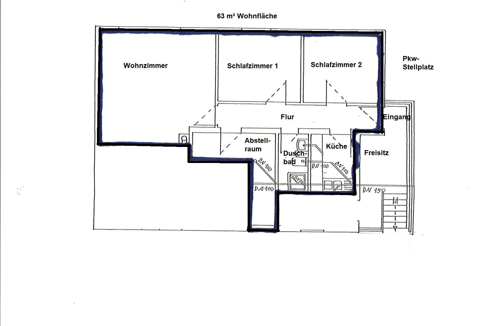 Wohnung zum Kauf 225.000 € 3 Zimmer 63 m²<br/>Wohnfläche 1.<br/>Geschoss Eichen Schopfheim-Eichen 79650