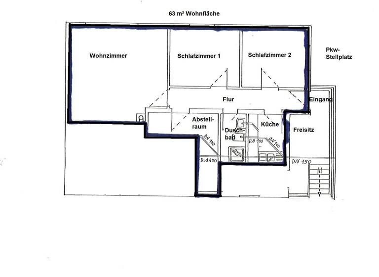 Wohnung zum Kauf 199.000 € 3 Zimmer 63 m²<br/>Wohnfläche Souterrain, 1.<br/>Geschoss Eichen Schopfheim-Eichen 79650