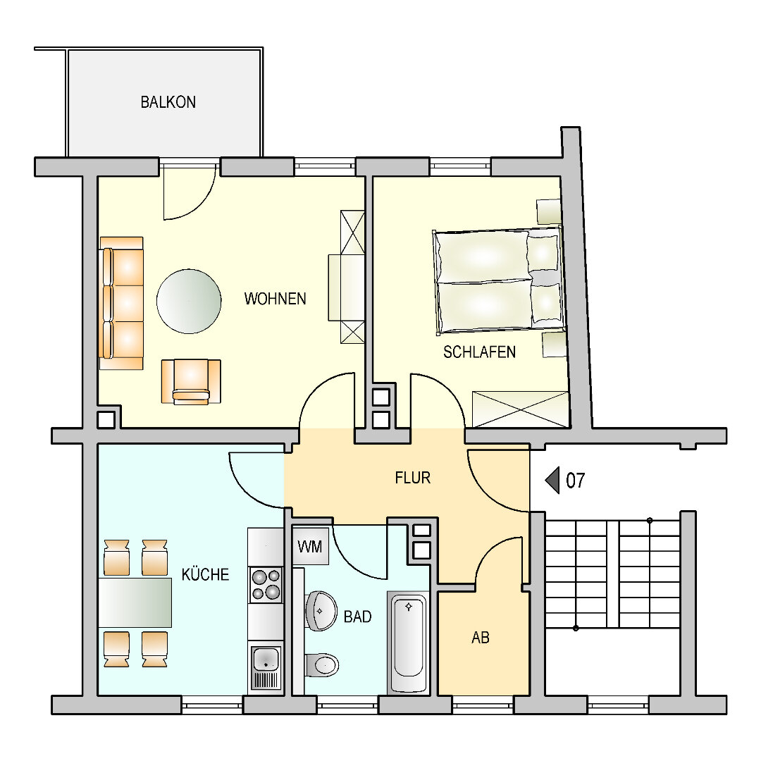 Wohnung zur Miete 557 € 2 Zimmer 58,7 m²<br/>Wohnfläche 2.<br/>Geschoss 01.04.2025<br/>Verfügbarkeit Seinsheimstr. 18 Frauenland Würzburg 97074