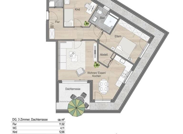 Penthouse zum Kauf 705.900 € 3 Zimmer 98,4 m²<br/>Wohnfläche 2.<br/>Geschoss Leitershofen Stadtbergen / Leitershofen 86391