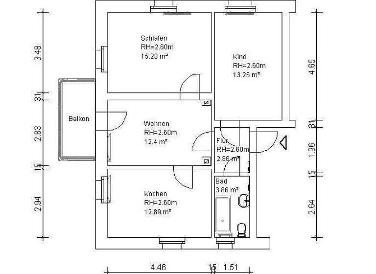 Wohnung zur Miete 375 € 3 Zimmer 66,2 m² 2. Geschoss frei ab sofort Sternstraße Altenburg 04600