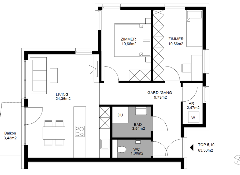 Wohnung zur Miete 1.395 € 3 Zimmer 63 m² Hötting Innsbruck 6020