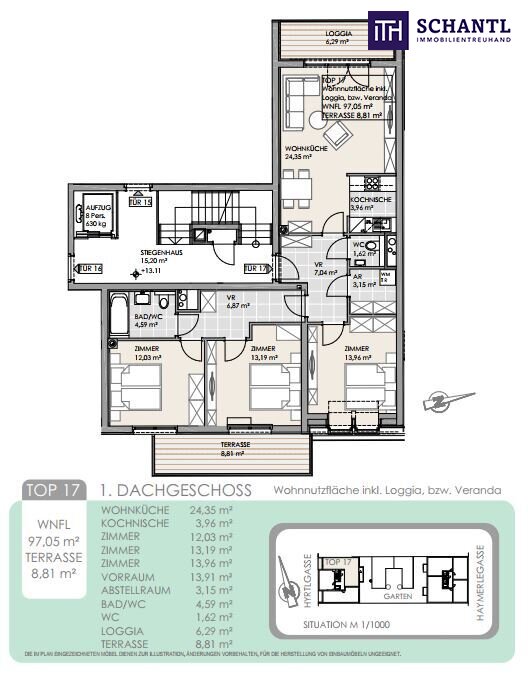 Wohnung zum Kauf 595.000 € 4 Zimmer 97,1 m²<br/>Wohnfläche 5.<br/>Geschoss Hyrtlgasse Wien 1160