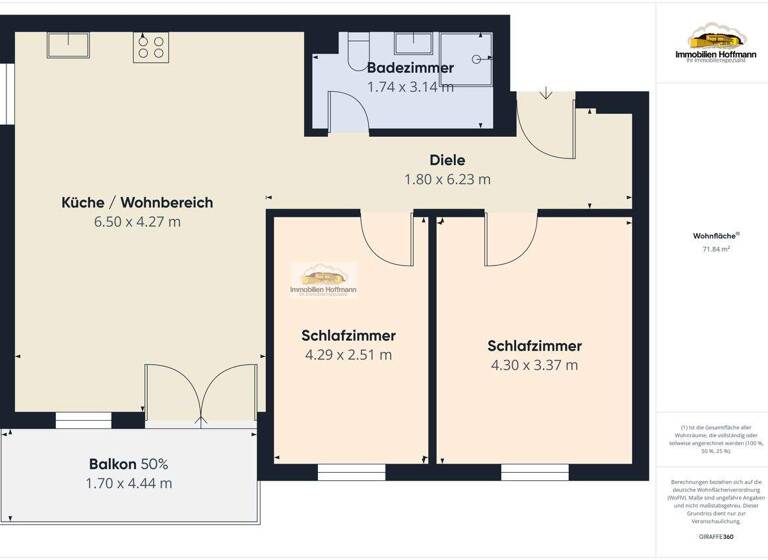 Wohnung zum Kauf 275.000 € 3 Zimmer 72 m² 2. Geschoss Hanau 63450