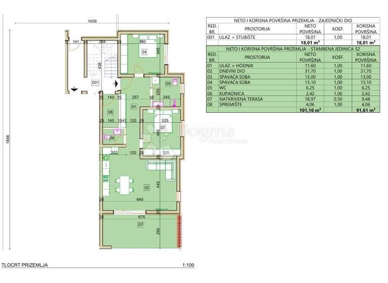 Wohnung zum Kauf 366.440 € 3 Zimmer 101 m² Tribunj