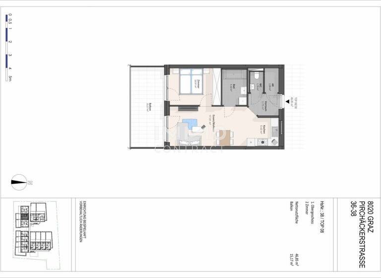 Wohnung zur Miete 513 € 2 Zimmer 46,9 m² 1. Geschoss Pirchäckerstraße 38 Straßgang Graz 8053