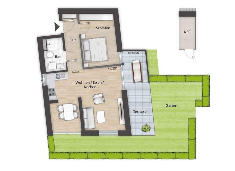 Terrassenwohnung zur Miete 1.080 € 2 Zimmer 72 m² EG frei ab sofort Theodor-Mathieu-Straße 8 Bamberg 96052