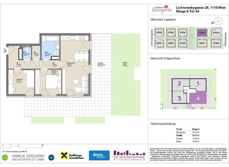 Wohnung zum Kauf - Erstbezug provisionsfrei 412.176 € 3 Zimmer 65,7 m² EG Lichnowskygasse 26 Wien 1110