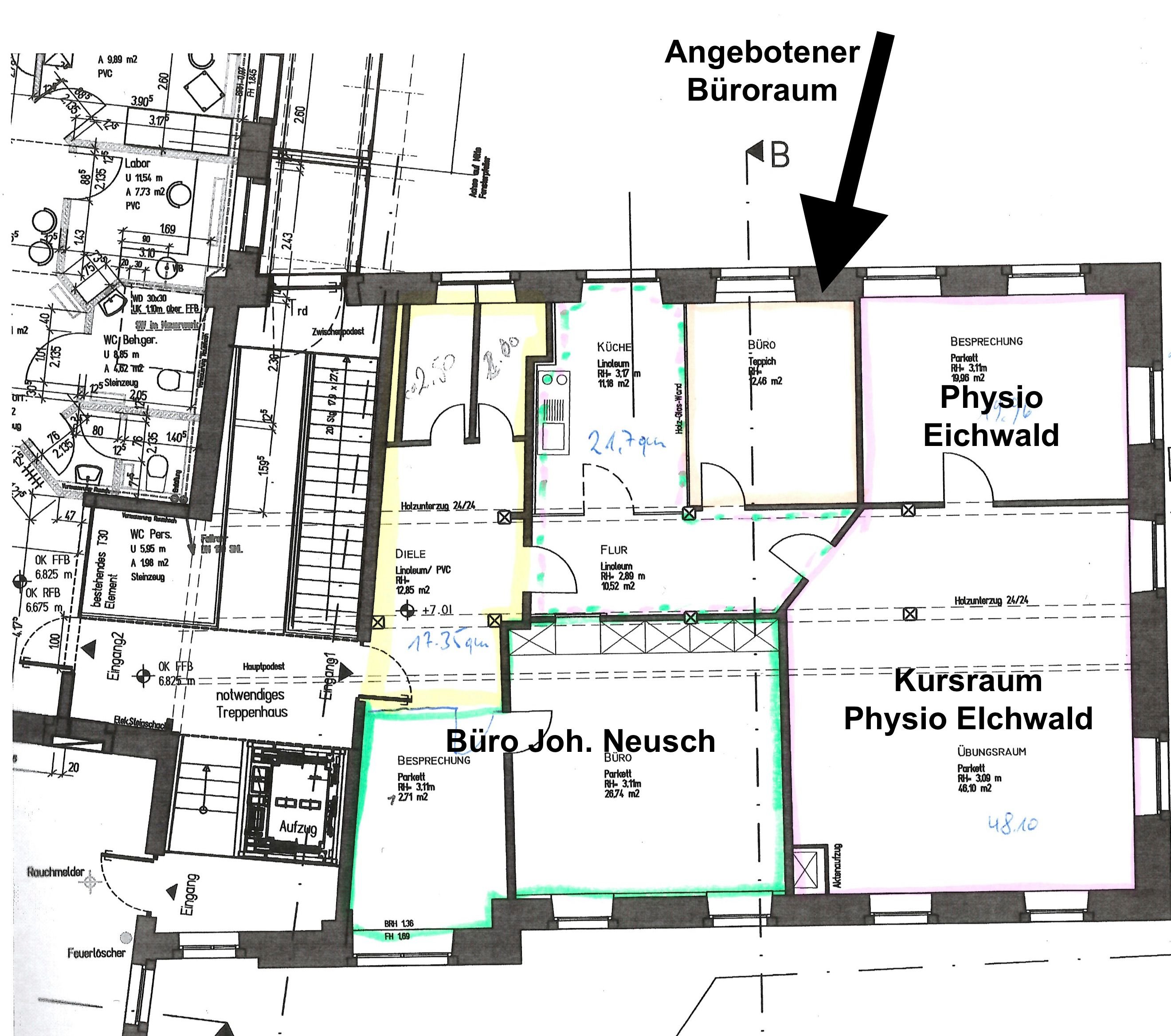 Büro-/Praxisfläche zur Miete provisionsfrei 325 € 2 Zimmer 36 m²<br/>Bürofläche Johann Neusch Passage 1 Herbolzheim Herbolzheim 79336