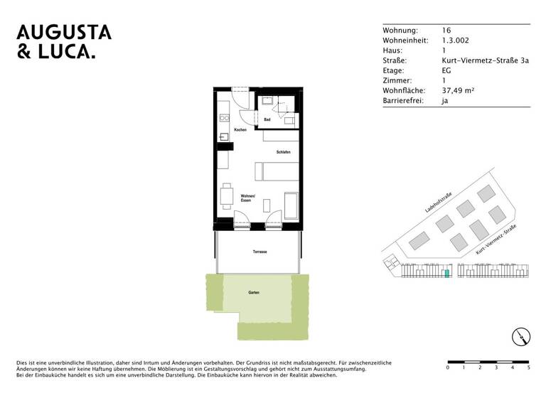 Studio zur Miete 735 € 1 Zimmer 37,5 m² EG Kurt-Viermetz-Straße 3a Innenstadt Augsburg 86150