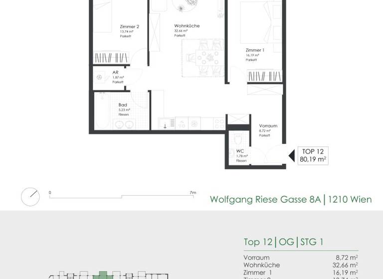Wohnung zum Kauf - Erstbezug provisionsfrei 426.500 € 3 Zimmer 80,2 m² 1. Geschoss Wolfgang-Riese-Gasse 8A Wien 1210