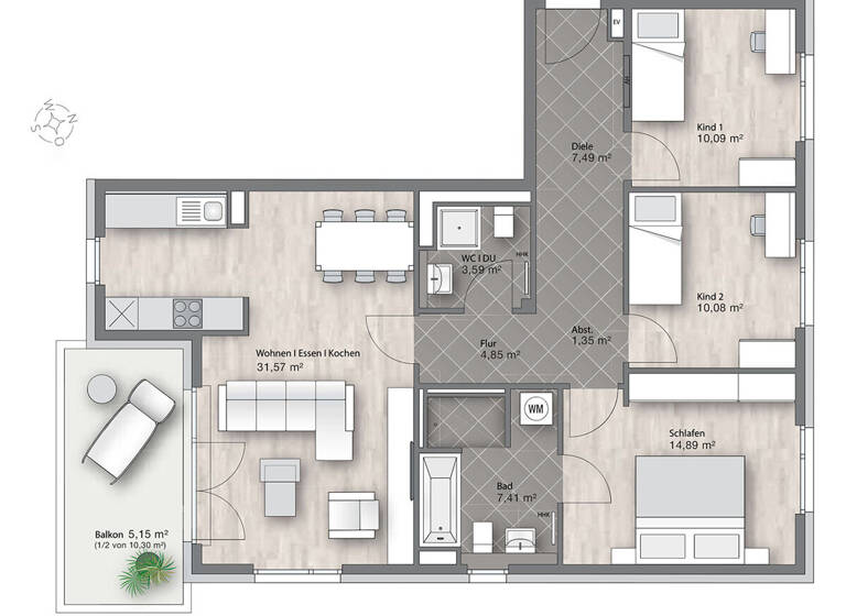 Wohnung zum Kauf 1.120.000 € 4 Zimmer 96,5 m² 3. Geschoss Bogenhausen München / Bogenhausen 81677