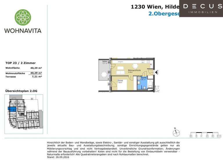 Wohnung zur Miete 772 € 2 Zimmer 40,3 m² 2. Geschoss Wien 1230