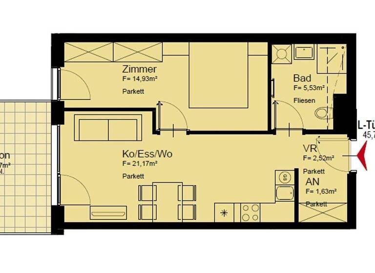 Wohnung zur Miete 757 € 2 Zimmer 5. Geschoss frei ab 01.06.2026 Bertha-von-Suttner-Gasse Wien 1220