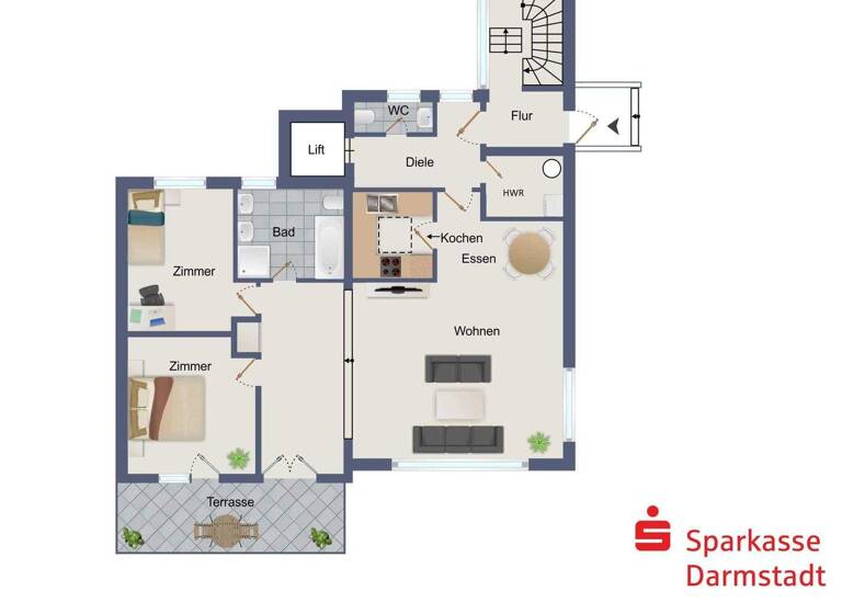 Wohnung zum Kauf 398.000 € 3 Zimmer 111,1 m² 2. Geschoss Eberstadt Darmstadt 64297