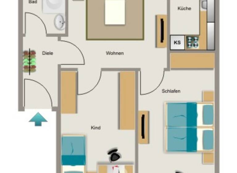 Wohnung zur Miete 431 € 3,5 Zimmer 49,4 m² EG Otto-Schulenberg-Straße 27 Hochemmerich Duisburg 47228